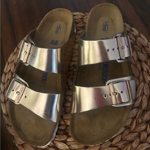Birkenstock Arizona Metallic Copper Sandal Size Euro 40